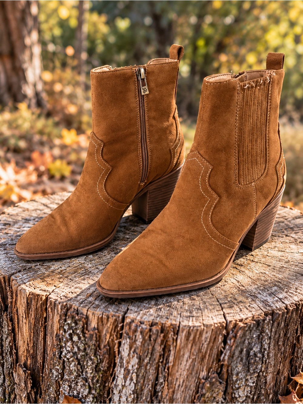 Sam & Libby Western Ankle Boots in Caramel Size 7.5